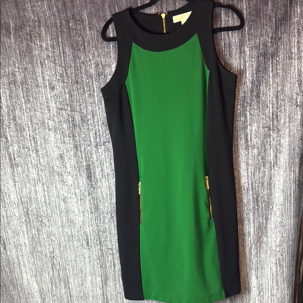 Michael Kors Green and Black Halter Sheath Mini